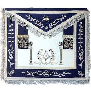 Tablier maçonnique pour maîtres maçons et collier en chaîne maçonnique argentée, régalia maçonnique, tablier de loge bleue - Product Image 6