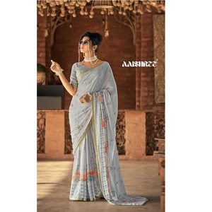 ผ้าส่าหรีแบบนุ่มพิมพ์ลายสำหรับผู้หญิงผ้านุ่มใส่ไปงานเลี้ยงลำลองขายดีชุดแต่งงานส่าหรี - Product Image 1