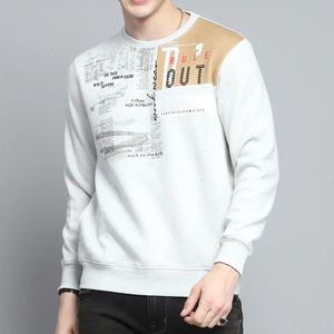 เสื้อสเวตเตอร์คอกลมขนแกะสำหรับผู้ชายผลิตโดยผู้ผลิตวัสดุโพลีเอสเตอร์พิมพ์โลโก้ด้านหน้า - Product Image 1