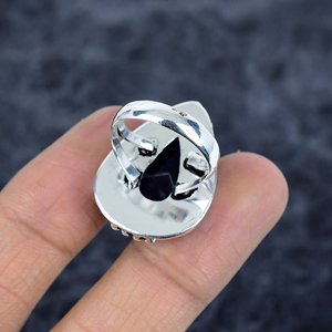 Chevron améthyste 925 argent Sterling hommes et femmes Unique bohème anneaux de mariage à la main forme de poire pierres précieuses réglage de la lunette - Product Image 4