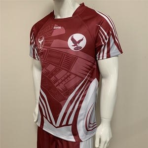 Ensemble de maillot et short de rugby respirant personnalisé en gros, vêtements de sport d'équipe pour hommes, tenue d'entraînement professionnelle pour matchs, 100% - Product Image 5