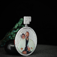 Pendentif photo Hip Hop plaqué or rose avec moissanite, breloque cadre photo souvenir en argent 925, personnalisable VVS, pour mariage, fête, hommes et femmes