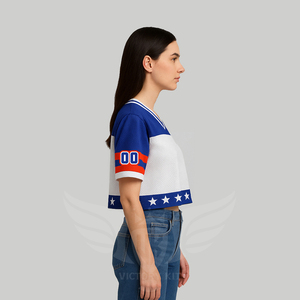Nueva Camiseta Deportiva Corta de Malla para Mujer, Estilo Jersey de Fútbol, Cuello en V, Sublimada, Holgada y Cuadrada, de Alta Calidad - Product Image 3