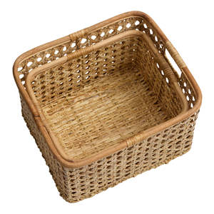 Vietnam panier en rotin naturel fait à la main Rectangle rotin canne tissé organisateur de stockage pour la maison salle de bain cuisine Boho décor - Product Image 2