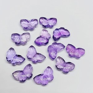 Perles de pierres précieuses sculptées en forme de papillon en améthyste rose naturelle 12 mm Papillon sculpté à la main - Product Image 2
