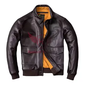 Classic 100% Genuine Leather Bomber Jacket Plus Size Cowhide Vintage Natural Leather Coat Men's Motorcycle Pilot Flight Outwear