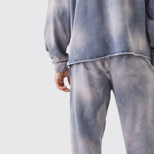 Ensemble survêtement personnalisé 100% coton pour homme, effet délavé au soleil, respirant, en molleton français surdimensionné, 2 pièces, personnalisé pour l'hiver - Product Image 5