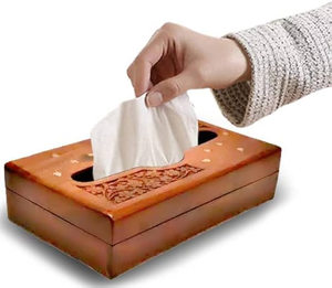Porte-serviettes carré moderne en bois massif écologique, support à mouchoirs fait à la main pour table à manger et décoration de cuisine - Product Image 1