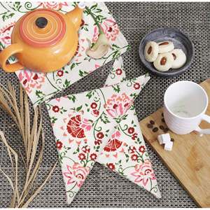 ผ้าเช็ดปากบนโต๊ะผ้าคอตตอนพิมพ์ลายบล็อกอินเดียสีชมพู jaal - Product Image 1