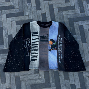 T-shirt Boxy Fit surdimensionné personnalisé pour hommes 100 coton sale lavé avec tissu articulé et design Streetwear graphique en strass - Product Image 1