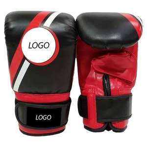 Customize Leather Boxing <b>Gloves</b> for Training-Lightweight Home Use Black Red Color - Product Image 1