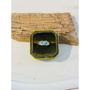 Navajo Handmade <b>Statement</b> <b>Ring</b> Kingman Turquoise & Sterling <b>Silver</b> for Everyday Wear Fine Jewelry with Inlaid Natural Stone - Product Image 1