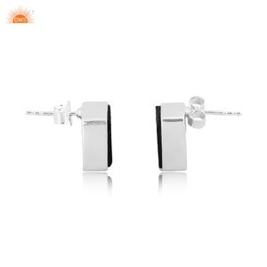 Trendy 925 Sterling Silver Stud <b>Earrings</b> with Natural <b>Black</b> Obsidian Gemstone Ethical Custom Jewelry <b>for</b> <b>Women</b> Manufacturers - Product Image 5