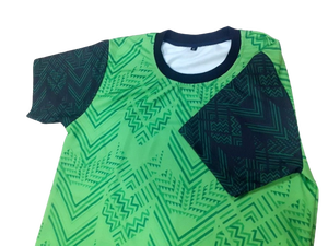 Logo personnalisé imprimé couleurs vertes T-shirt vêtements de sport en tissu polyester à manches courtes pour hommes - Product Image 4