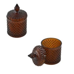 Tarro de cera de vidrio coloreado con tapa Vela de vidrio de diseño medio Votiva para interior Hogar Villa Cena y diseño de fabricación de velas de boda - Product Image 3