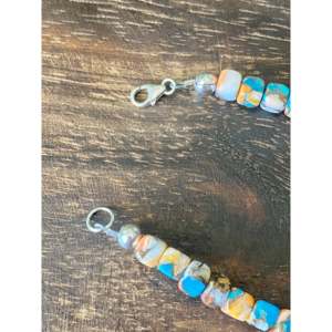 Handmade Beaded <b>Bracelet</b> with Southwest Mohave Turquoise & Sterling <b>Silver</b> for Gift Occasions - Product Image 5