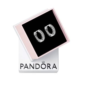 ต่างหูห่วงรูปหัวใจประดับเพชร PANDORA - Product Image 1