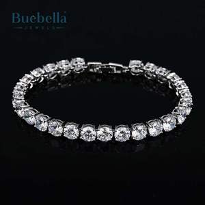 Hip Hop Style 6mm VVS Moissanite Iced Out Tennis <b>Bracelet</b> 14k White <b>Gold</b> with 925 Sterling Silver for Men - Product Image 1