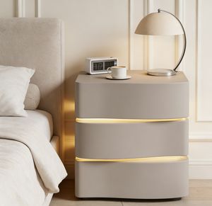 Mesa de Noche Moderna con 3 Cajones y Tira de Luz LED, Mueble de Dormitorio con Gran Capacidad de Almacenamiento, Envío Rápido - Product Image 2