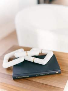 Chaîne en marbre blanc faite à la main TCE, design sculpté Art Déco, décoration d'intérieur, sculpture, Diwali, Ramadan, anniversaire, luxe - Product Image 3