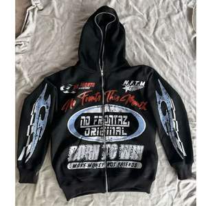 Sudadera con capucha para hombre con cremallera de cara completa y estampado personalizado de algodón Vintage de alta calidad lavada con ácido para la venta - Product Image 1