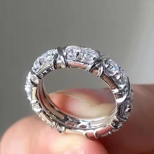 High Quality 14k White Gold Wedding <b>Ring</b> Princess Cut Real Diamond Women's Elegant <b>Finger</b> <b>Rings</b> for Parties Direct Export India - Product Image 3