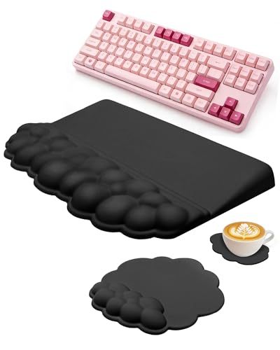 Flashstrike FS-YQ1 Cloud Wrist Rest Set for Keyboard Mouse Memory Foam Silky Surface Adjustable Stand Cartoon Style Office Use