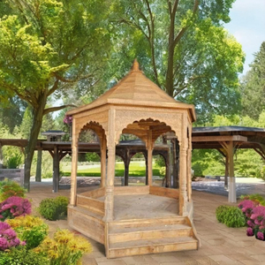 Pavillon élégant en bois de teck sculpté à la main pour les hôtels, les villas, les restaurants et les clubs. - Product Image 1