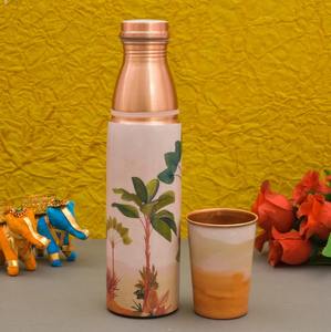 Botella de Agua de Cobre Puro con Estampado Meenakri de 950 ml con 1 Vaso de 250 ml, Juego de Botella y Vaso de Diseño para Uso en el Hogar y la Oficina - Product Image 5