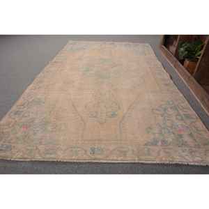 Vintage 4.5 X 7.1ft tapis turc Beige bleu classique grande surface Rectangle motif abstrait laine Latex pour couloir chambre décor - Product Image 2