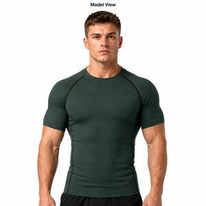 Camiseta de Compresión de Manga Corta Personalizada para Hombre, Secado Rápido, para Gimnasio y Entrenamiento, Capa Base, Marca Privada OEM - Product Image 1