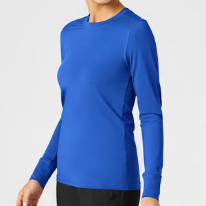 T-shirt OEM à manches longues en tricot à col rond extensible pour soins infirmiers hospitaliers personnalisés - Product Image 5