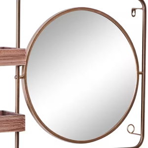 Étagères murales de luxe en fer marron Glam miroir Vintage moderne maison décorative encadrée verre salon décoration murale fournitures en vrac - Product Image 2