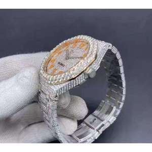 Reloj de Pulsera para Hombre con Esfera de Moissanita Automática, Estilo Hip Hop, de Lujo, con Correa de Cuero y Acero Inoxidable, Diseño Personalizado - Product Image 2