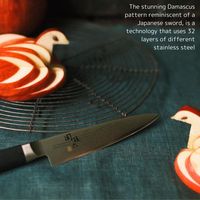 Kai Japans 150Mm Damascus Stalen Kruimelmes Met Houten Handvat Roestvrijstalen Keukenmes Voor Groenten En Fruit