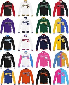 Veste rétro brodée avec LOGO personnalisé Veste universitaire de baseball brodée en cuir décontractée pour homme - Product Image 5