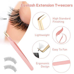 พิมพ์โลโก้ปลายเส้นใย 45 75 90 องศาแหนบที่กําหนดเองคุณภาพดีฉลากส่วนตัวแหนบต่อขนตาขนตา - Product Image 3