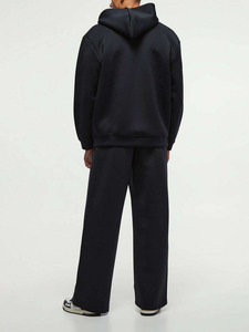 Sweat-shirt et pantalon de survêtement pour homme en coton 100% avec capuche surdimensionnée à double fermeture éclair, couleur noire, personnalisable par OEM - Product Image 2