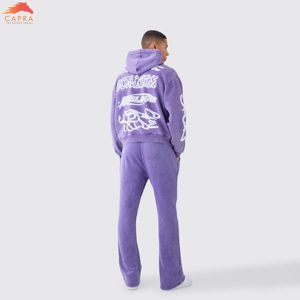 OEM ชุดวอร์มกลางแจ้งวินเทจสตรีทผ้าฝ้ายขนาดใหญ่กางเกงบานพิมพ์ชุดเหงื่อสําหรับผู้ชาย - Product Image 5