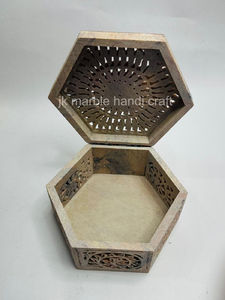 กล่องเครื่องประดับหินสบู่หรูหราดีไซน์ใหม่ทำมือแกะสลักทำด้วยมือหินอ่อนสีน้ำตาลสินค้าหรูหรา - Product Image 5