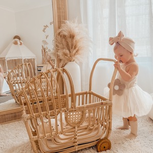 Poussettes en osier pour bébés poupées vente en gros de landau d'entraînement en rotin pour nounours - Product Image 6