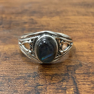 3.0 Grams Labradorite <b>Ring</b> Fine Rhodium and Gold-Plated Gemstone Jewelry for Everyday Wear with Bezel Setting - Product Image 1