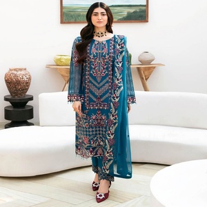 Ramsha CHEVRON 8 Collection 3 pièces costumes de mariage pour femmes robe en mousseline de soie de créateurs pakistanais pour la fête - Product Image 3