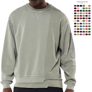 Sudadera con logotipo personalizado para hombre, 100% algodón lavado empalmado, Sudadera de felpa francesa, sudadera Extragrande - Product Image 1