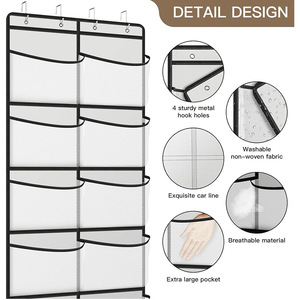 Organisateur de placard suspendu avec poches en filet 33x15x85cm, rangement multifonctionnel pour derrière les portes ou les murs, design minimaliste - Product Image 4