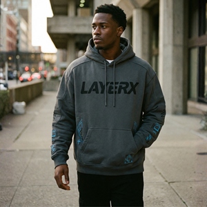 2026 Wholesale Men Heavyweight Hoodie 500gsm Polyester/Cotton Blend French Terry Sleeve Embroidery <b>Tech</b> Panel Pullover - Product Image 2