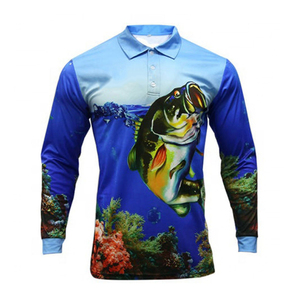 Polo à manches longues de haute qualité en gros, séchage rapide, personnalisable, UPF 50+, sublimation, maillot de pêche, polo de pêche grande taille - Product Image 5
