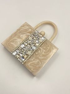 Mini pochette de soirée pour femme en résine, motif carré, forme d'oreiller, avec perles - Product Image 2