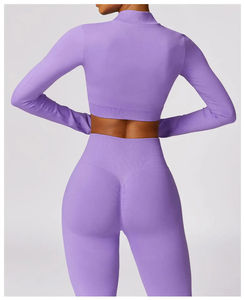 Conjunto de Yoga de 2 Piezas para Mujer, Sólido, Sin Costuras, Transpirable, Personalizado, de Alta Calidad, Ligero, Leggings Deportivos, Ropa Deportiva - Product Image 2