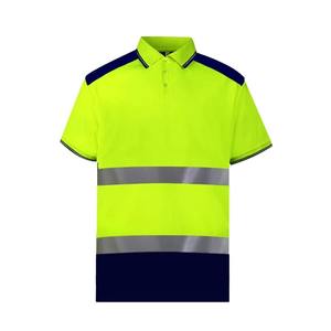 Camiseta Polo de Seguridad de Alta Visibilidad de Dos Tonos, Manga Corta con Cinta Reflectante y Bolsillos en el Pecho, Camisa de Trabajo Industrial - Product Image 3